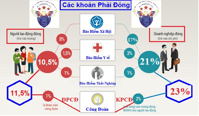 Các mức đóng của bảo hiểm xã hội