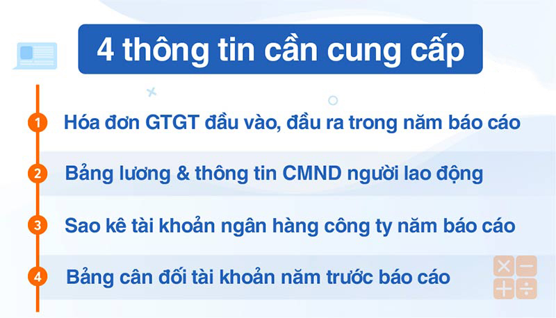 Những thông tin cần cung cấp cho dịch vụ báo cáo tài chính cuối năm