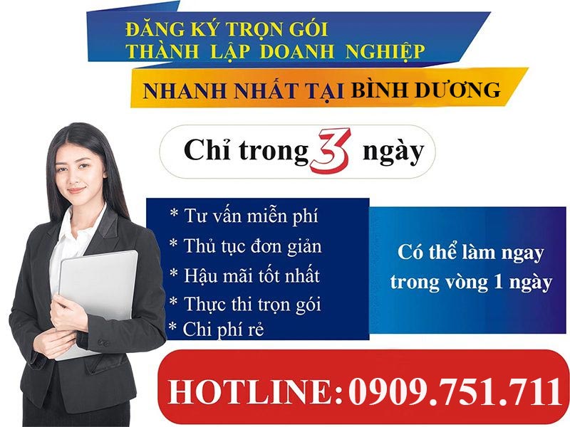 Dịch vụ thành lập công ty mới trọn gói tại Bình Dương