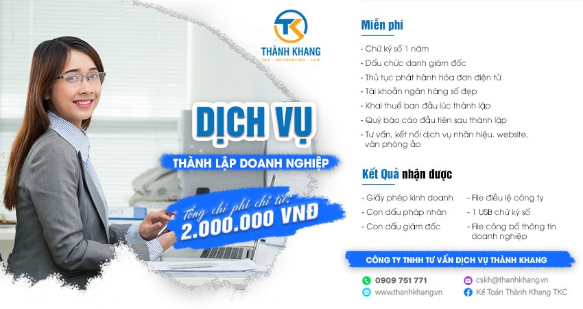 Dịch vụ thành lập doanh nghiệp chỉ từ 2.000.000 đồng