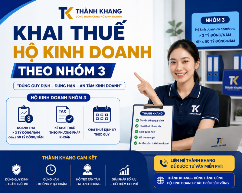 Khai Thuế Hộ Kinh Doanh Nhóm 3 Mới Nhất 2026 | Kế Toán Thành Khang